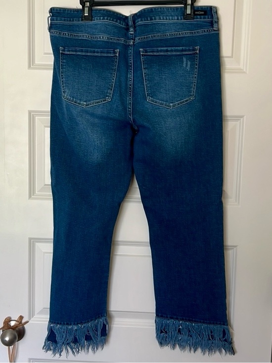 Liverpool Straight Crop Jeans in Dark Blue with Frayed Hem - Picture 4 of 7